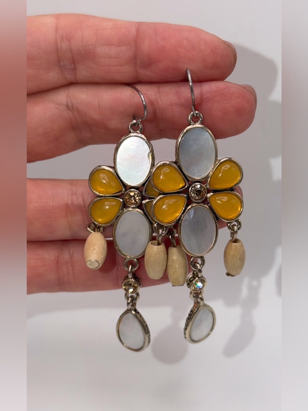 Boho Yellow Floral Chandelier Dangle Earrings